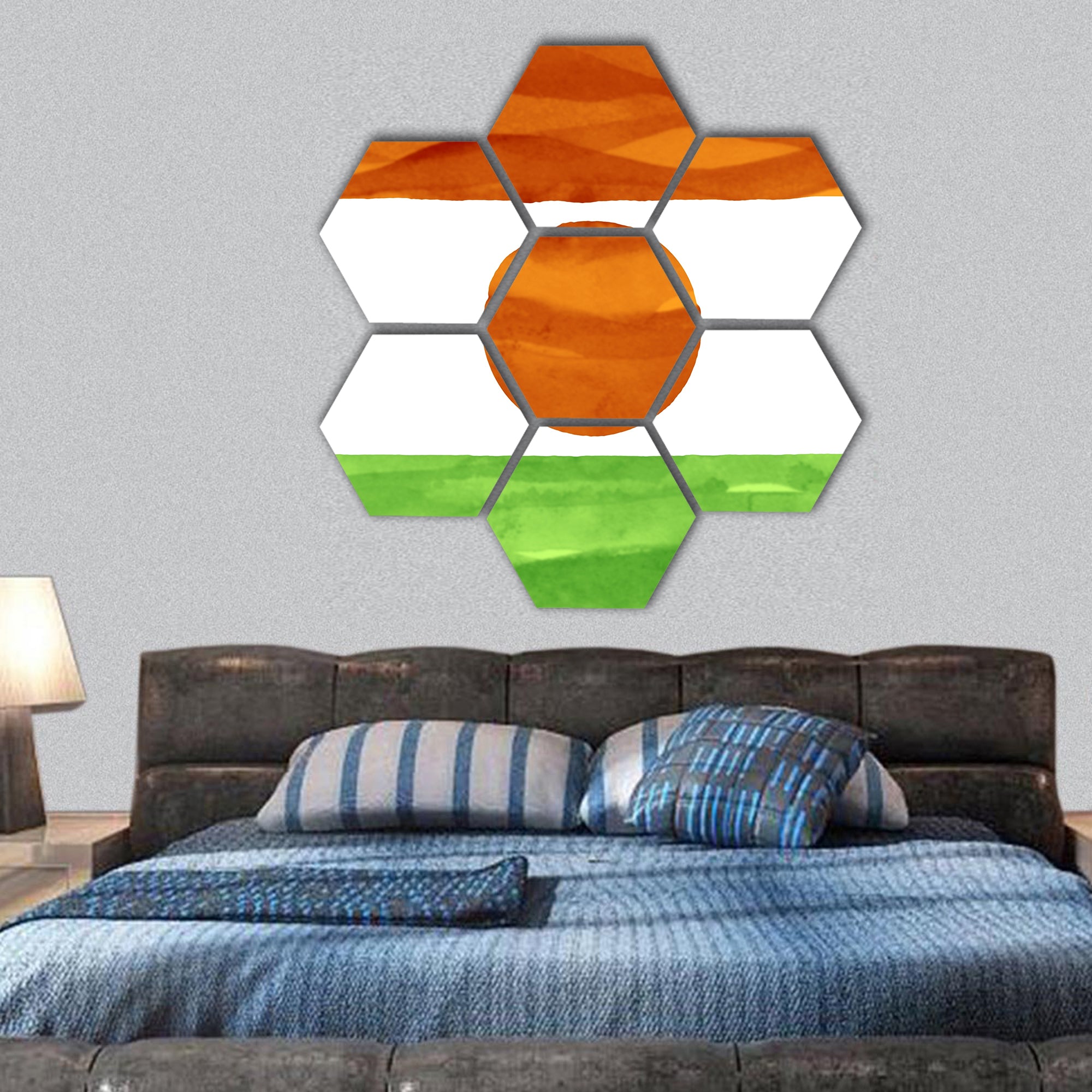 Painted flag of Niger hexagonal canvas wall art