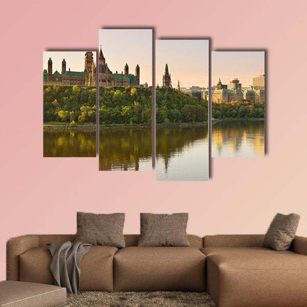 Ottawa city skyline at sunrise in the morning over river wall art