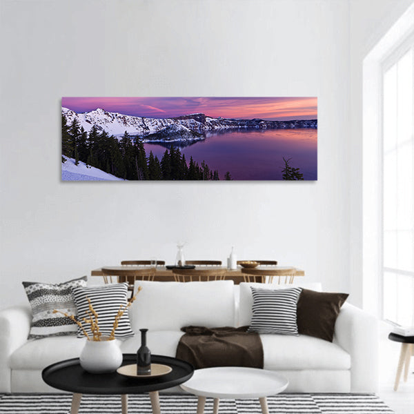 Winter Scene at Crater Lake National Park, Oregon, U.S.A panoramic canvas wall art