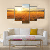 Sunset over wheat field Multi panel canvas wall art