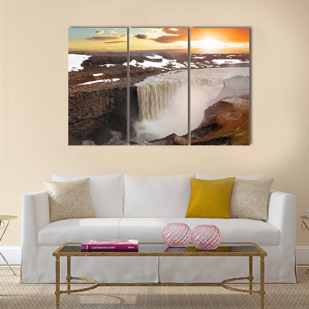 Iceland waterfall - Dettifoss multi panel canvas wall art