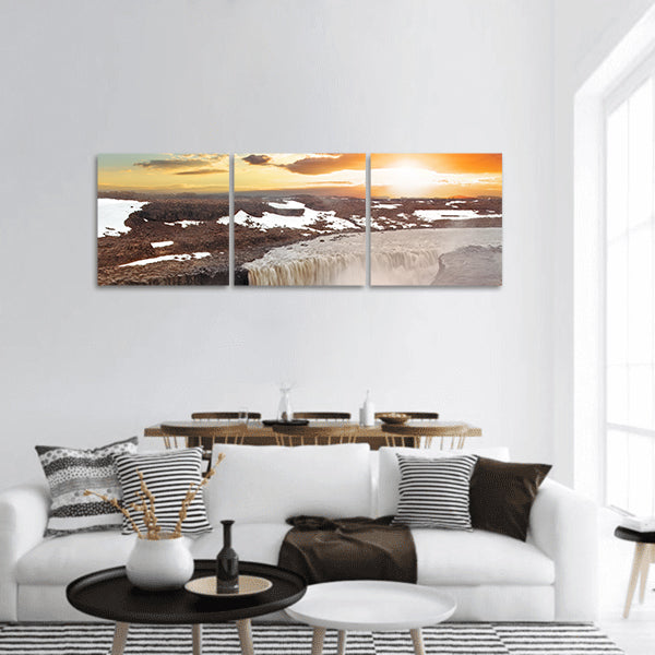 Iceland waterfall - Dettifoss panoramic canvas wall art