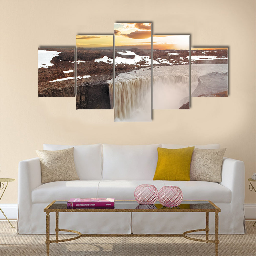 Iceland waterfall - Dettifoss multi panel canvas wall art