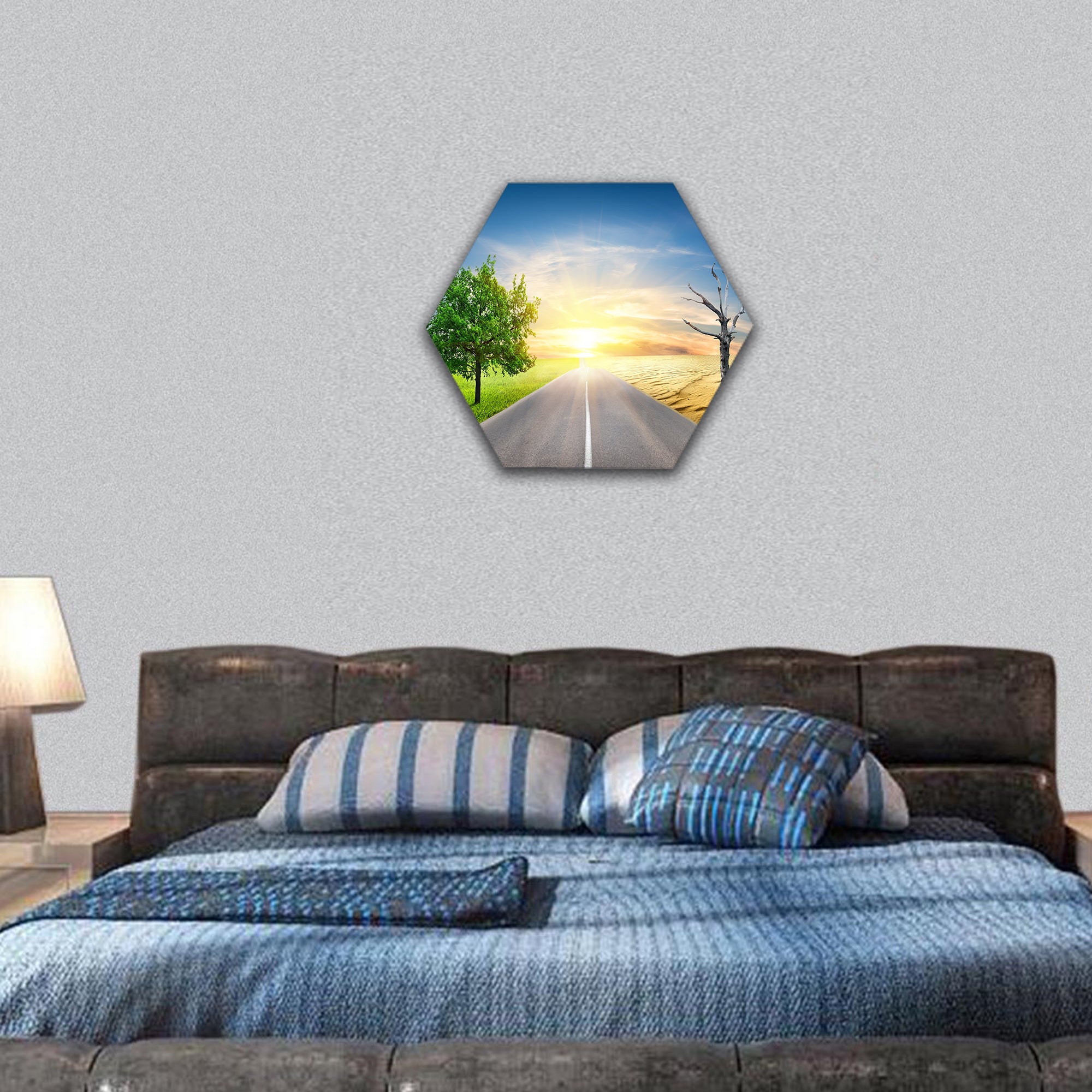 Effect of global warming on a nature hexagonal canvas wall art