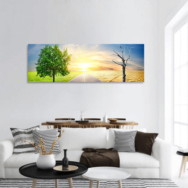 Global warming on a nature panoramic canvas wall art