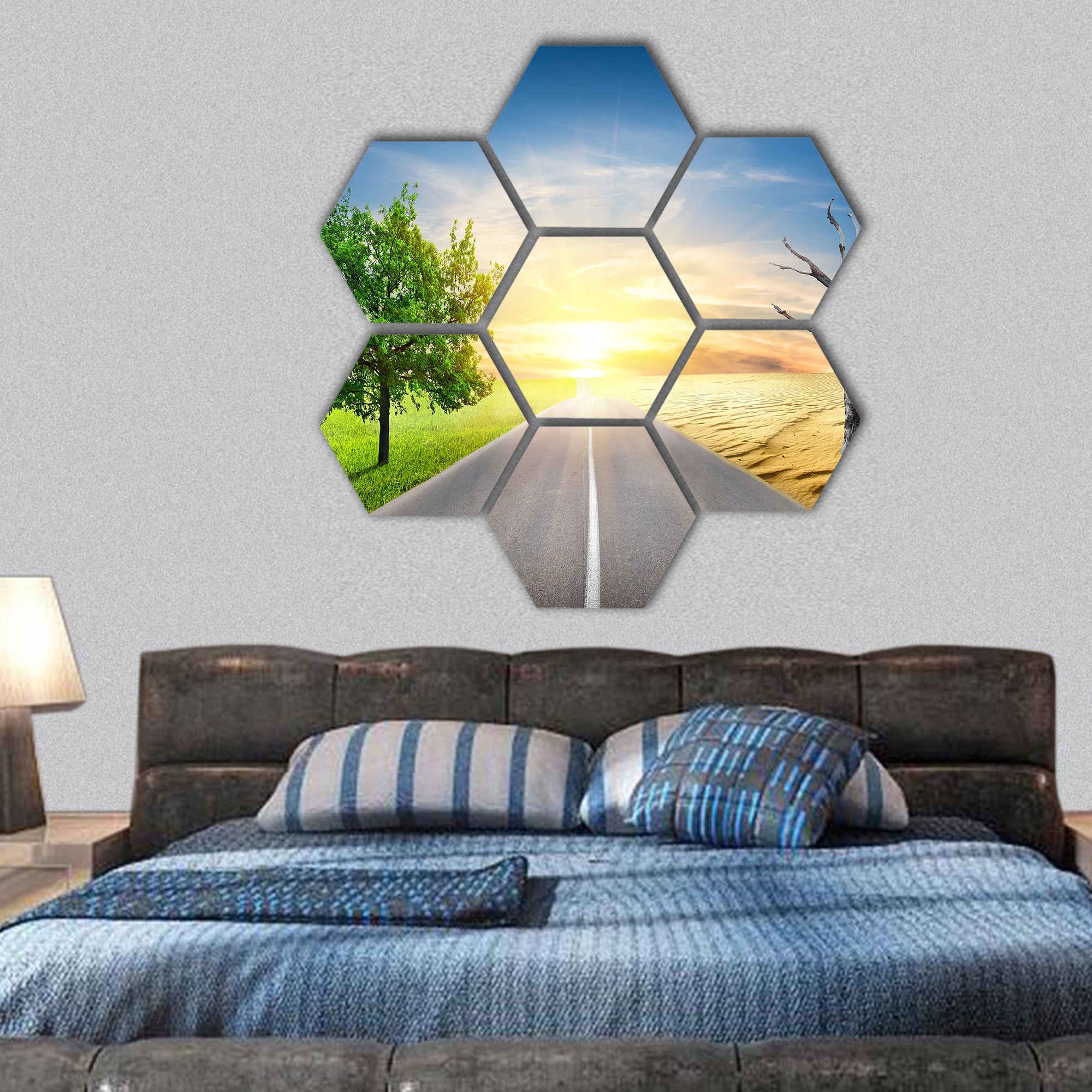Effect of global warming on a nature hexagonal canvas wall art