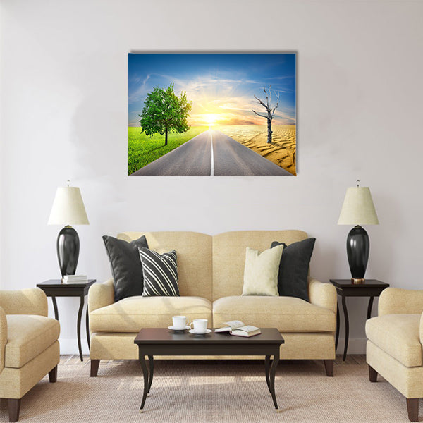 Effect of global warming on a nature Multi Panel Canvas Wall Art