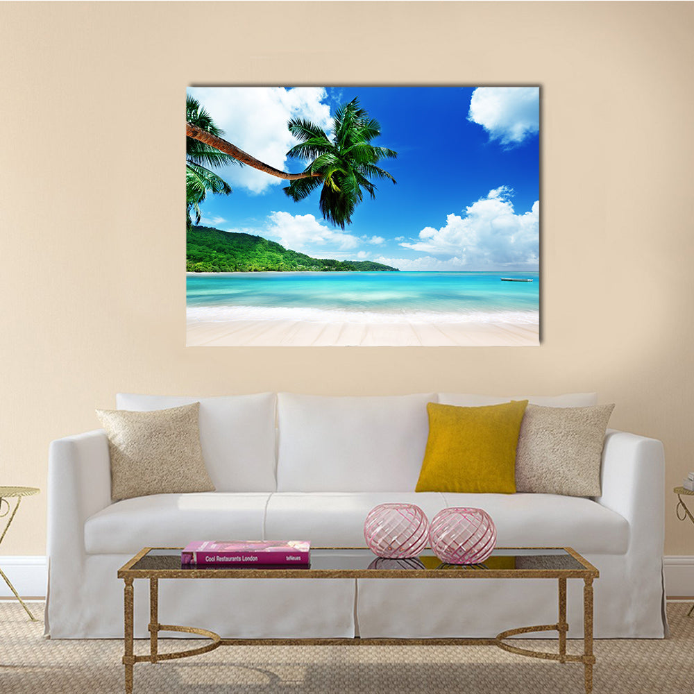The Beach Mahe Island In Seychelles Multi Panel Canvas Wall Art