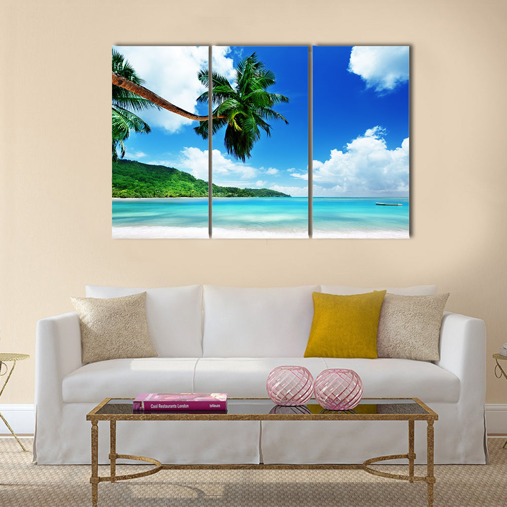 The Beach Mahe Island In Seychelles Multi Panel Canvas Wall Art