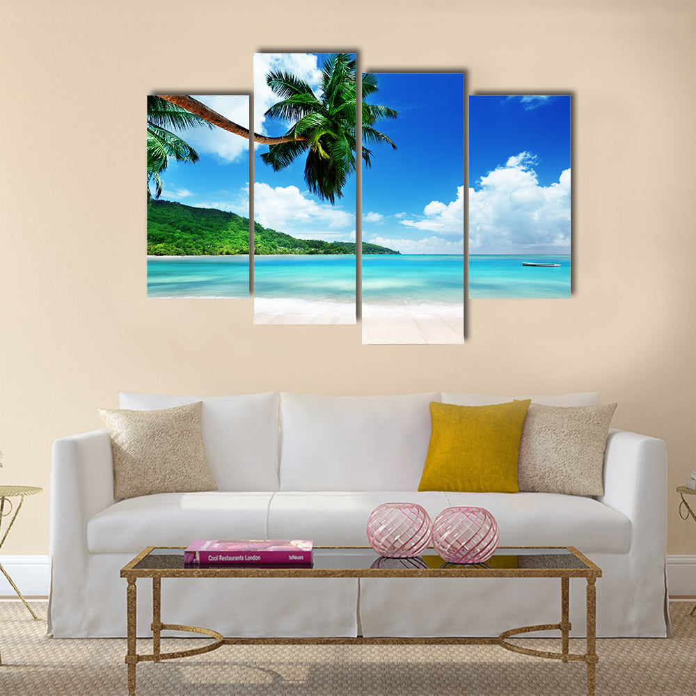 The Beach Mahe Island In Seychelles Multi Panel Canvas Wall Art