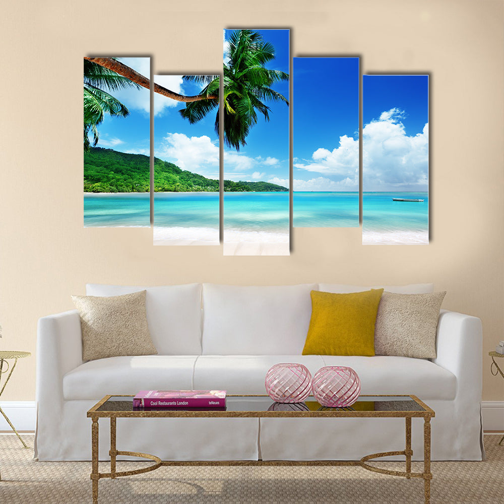 The Beach Mahe Island In Seychelles Multi Panel Canvas Wall Art