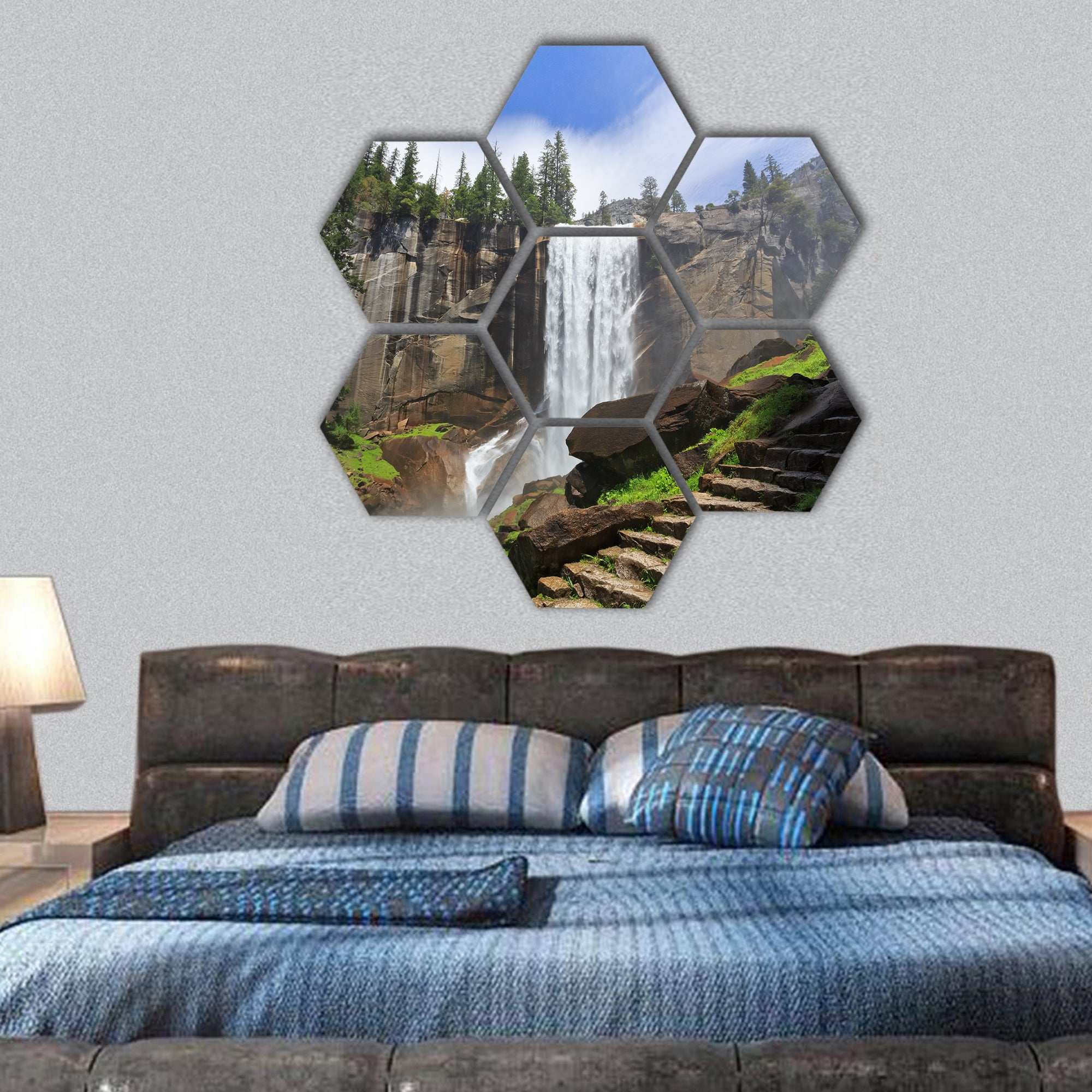 Vernal Fall, Yosemite National Park hexagonal canvas wall art