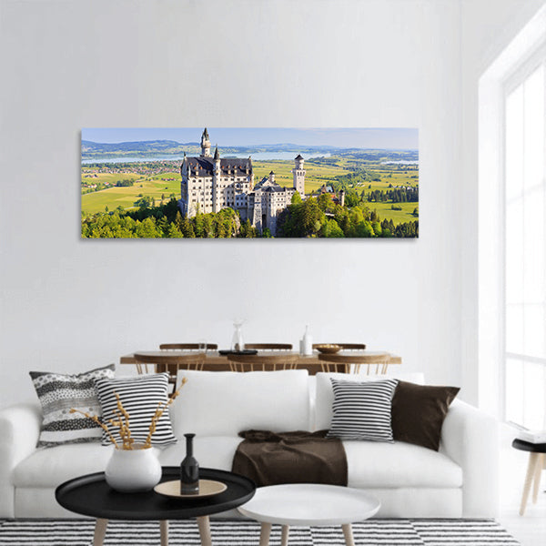 Castle in fields panoramic canvas wall art