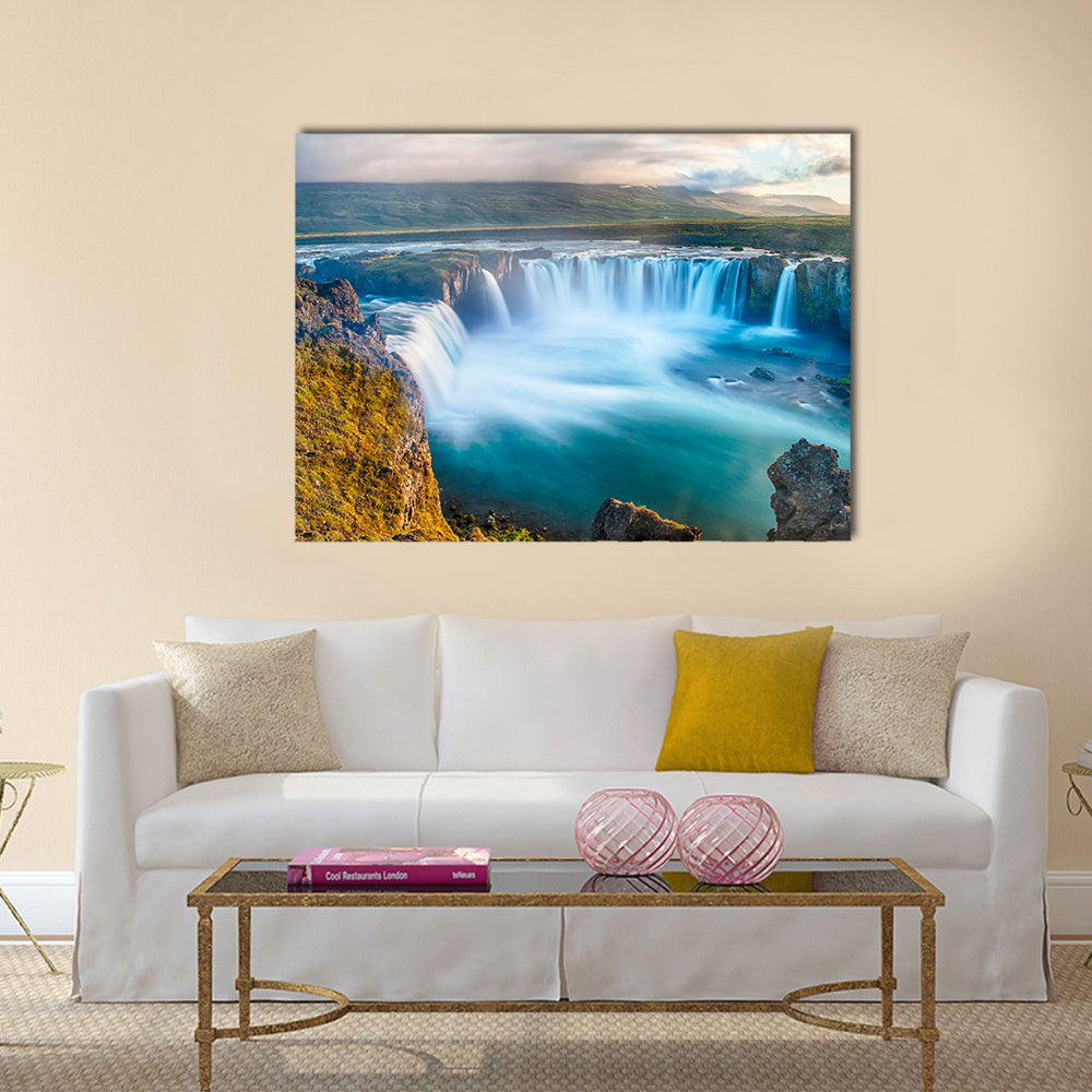 Godafoss is a very beautiful Icelandic waterfall Multi Panel Canvas Wall Art