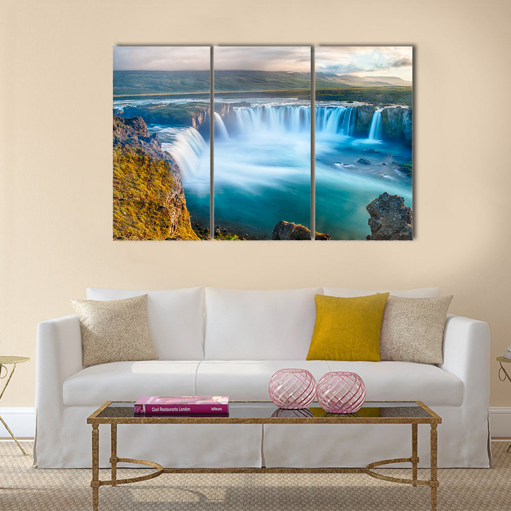 Godafoss is a very beautiful Icelandic waterfall Multi Panel Canvas Wall Art