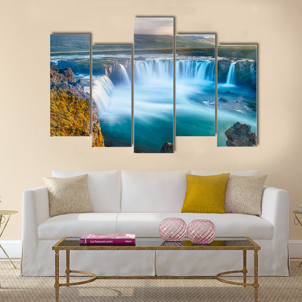 Godafoss is a very beautiful Icelandic waterfall Multi Panel Canvas Wall Art