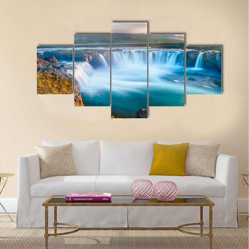 Godafoss is a very beautiful Icelandic waterfall Multi Panel Canvas Wall Art