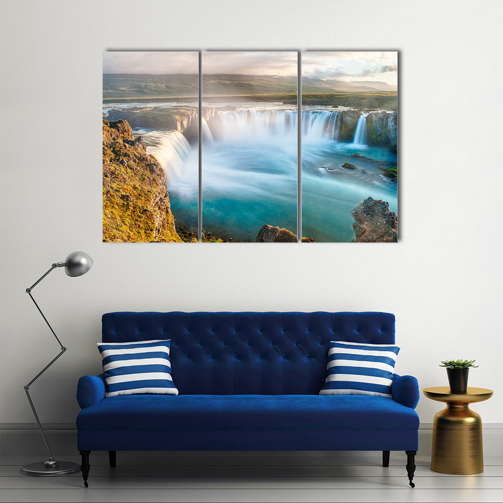 Godafoss is a very beautiful Icelandic waterfall Multi Panel Canvas Wall Art