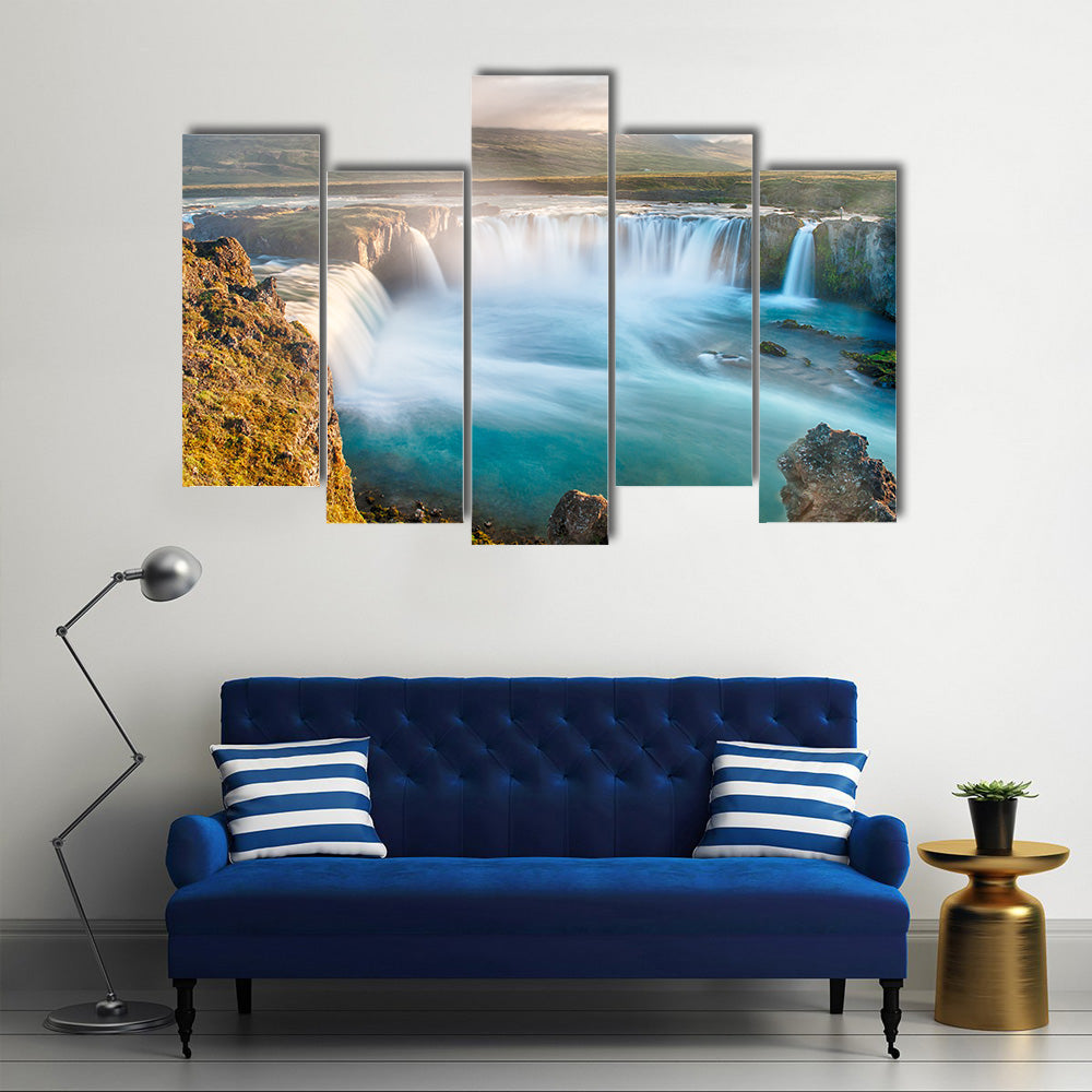 Godafoss is a very beautiful Icelandic waterfall Multi Panel Canvas Wall Art