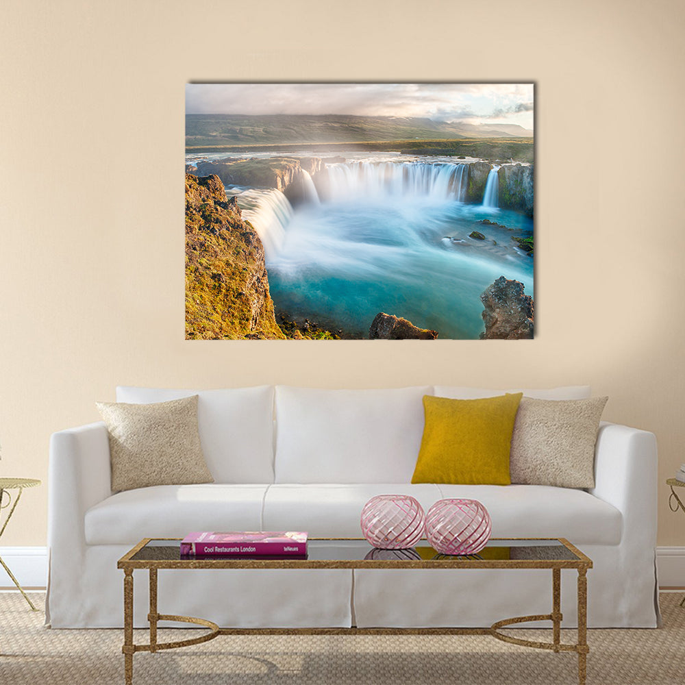 Godafoss is really a very beautiful Icelandic waterfall Multi Panel Canvas Wall Art