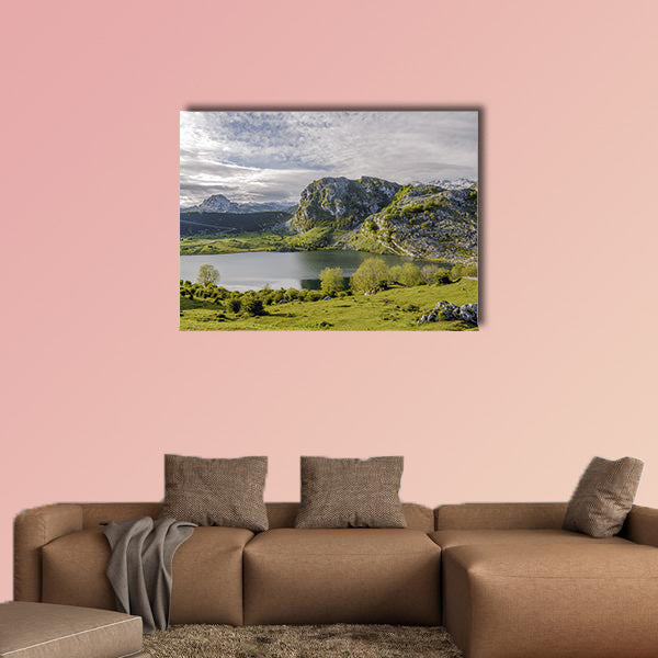 Fantastic lake Enol, one of the famous lakes Multi panel canvas wall art
