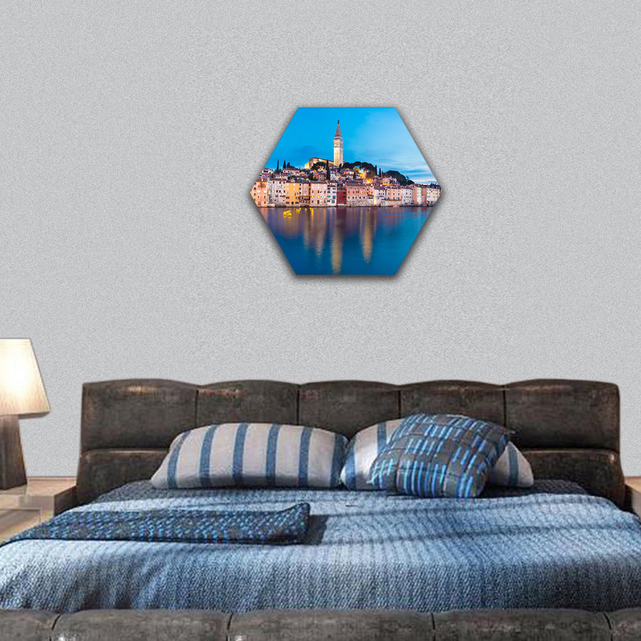 Rovinj city in Croatia hexagonal canvas wall art