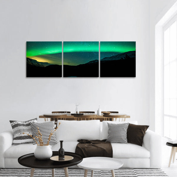 Northern lights arc in Sweden panoramic canvas wall art
