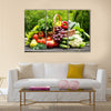 Fresh organic vegetables in wicker basket in the garden Multi panel canvas wall art