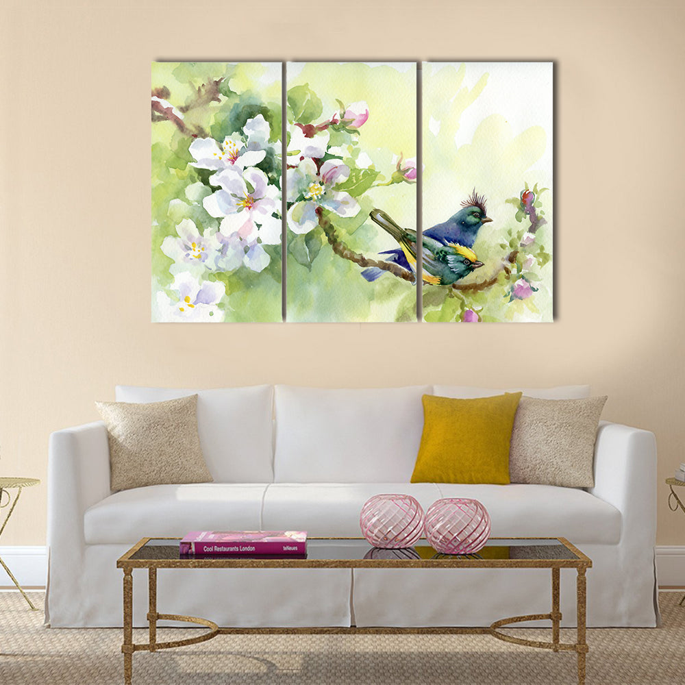 Painting collection Birds of spring Multi Panel Canvas Wall Art