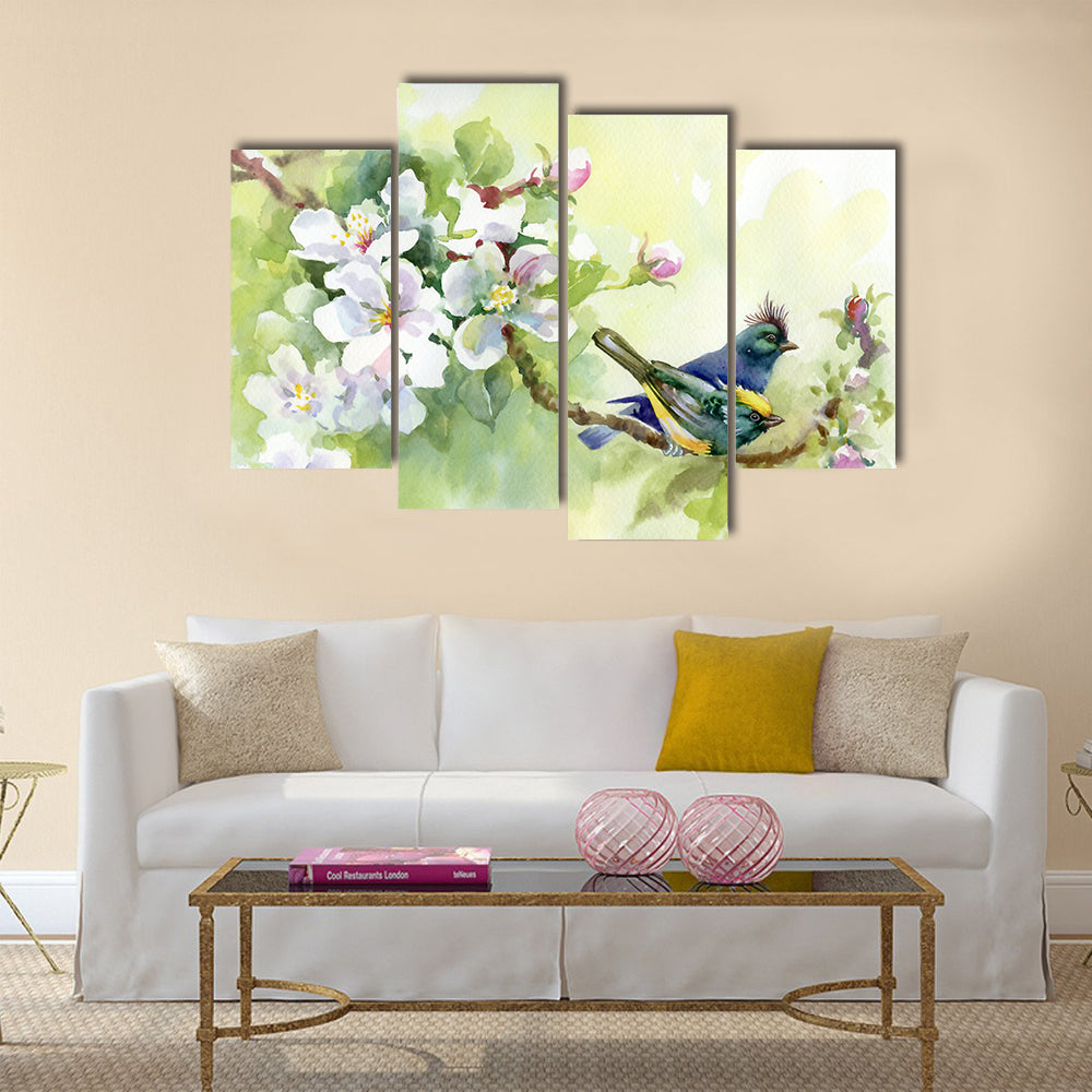 Painting collection Birds of spring Multi Panel Canvas Wall Art