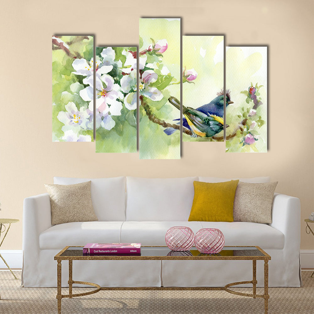 Painting collection Birds of spring Multi Panel Canvas Wall Art