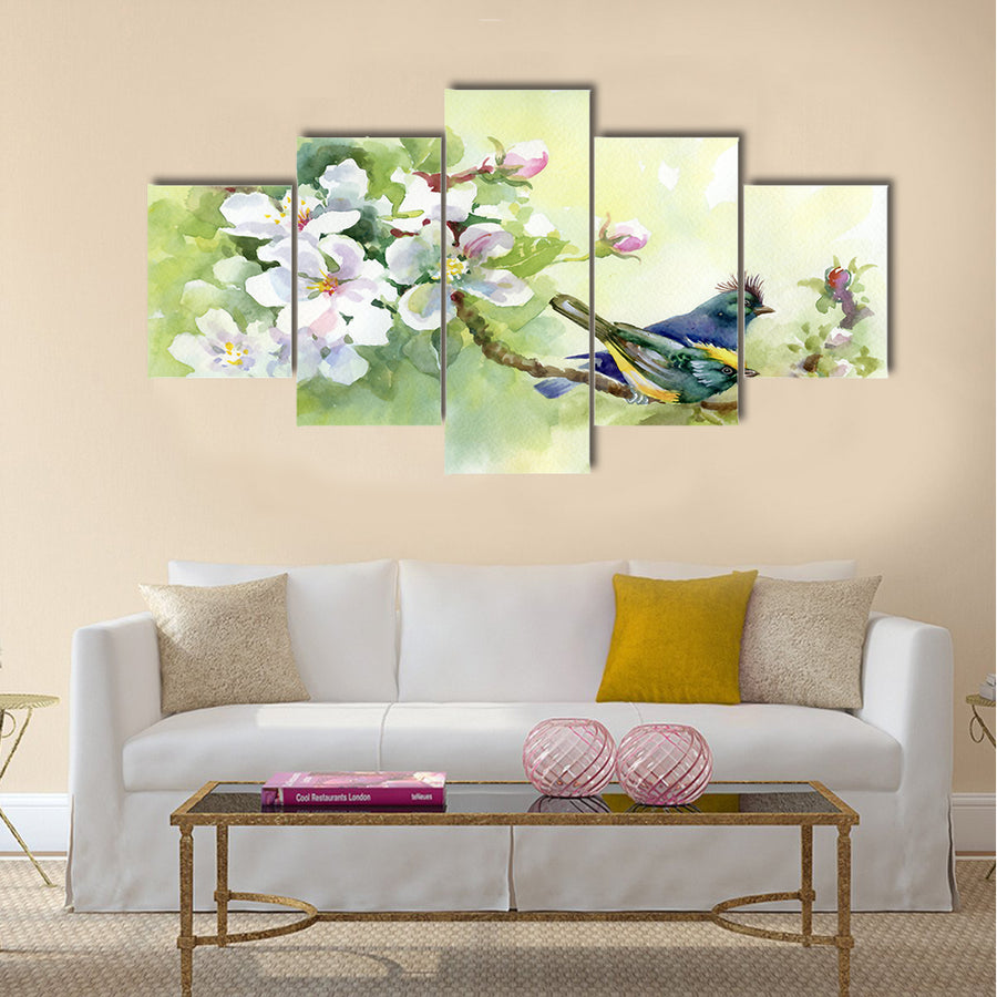 Painting collection Birds of spring Multi Panel Canvas Wall Art