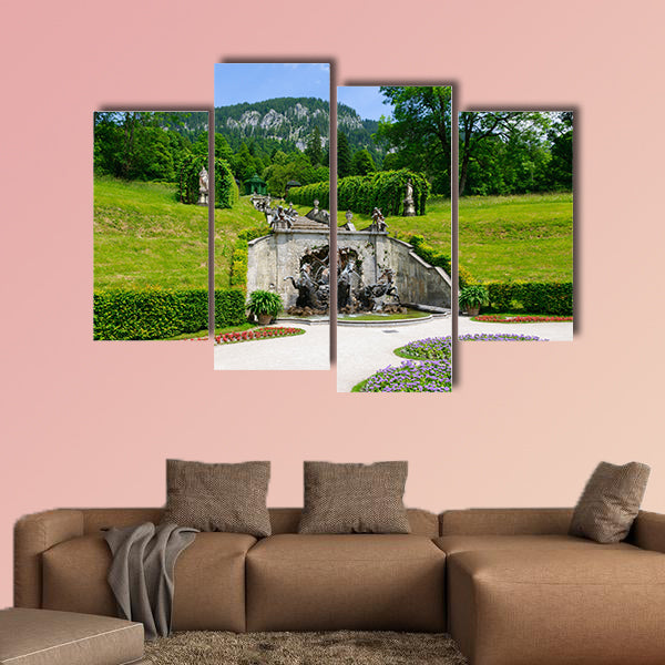 Garden of the Linderhof Palace in Germany multi panel canvas wall art