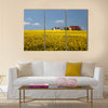 yellow rape field and farmhouses Multi Panel Canvas Wall Art