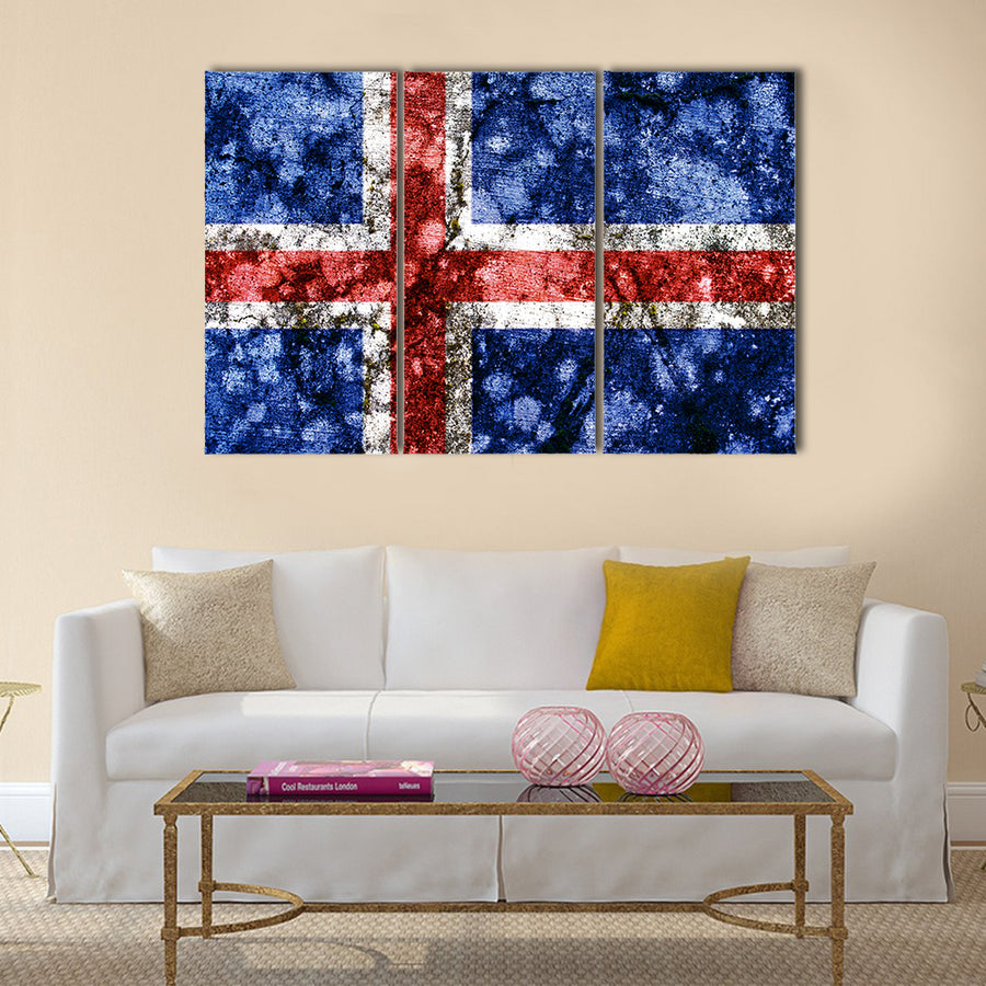 iceland grunge flag multi panel canvas wall art