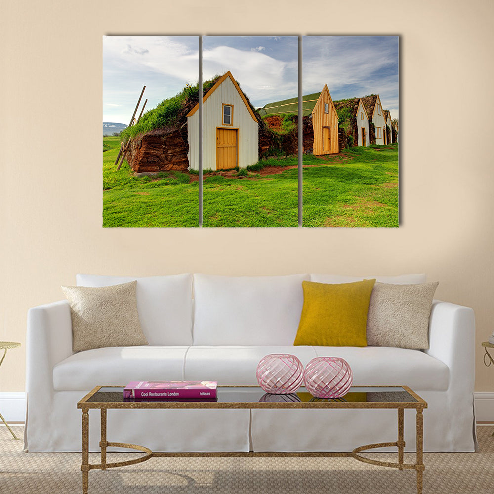Old traditional Icelandic farm multi panel canvas wall art