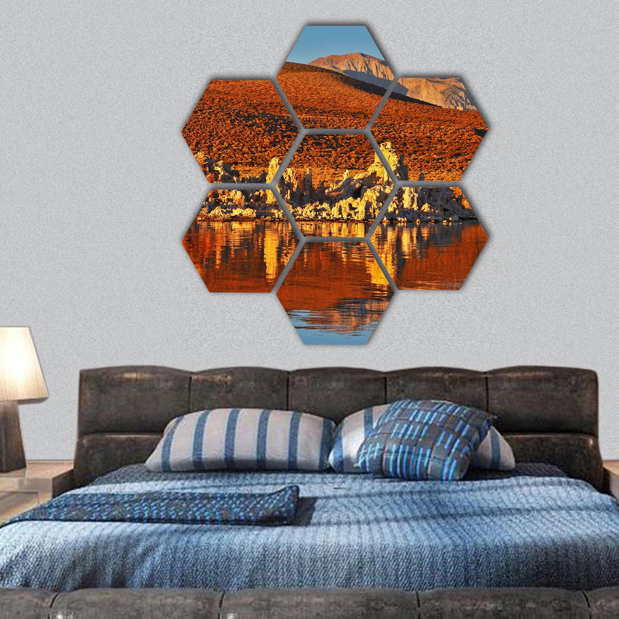 sunset at Mono Lake ,Yosemite National Park, USA hexagonal canvas wall art