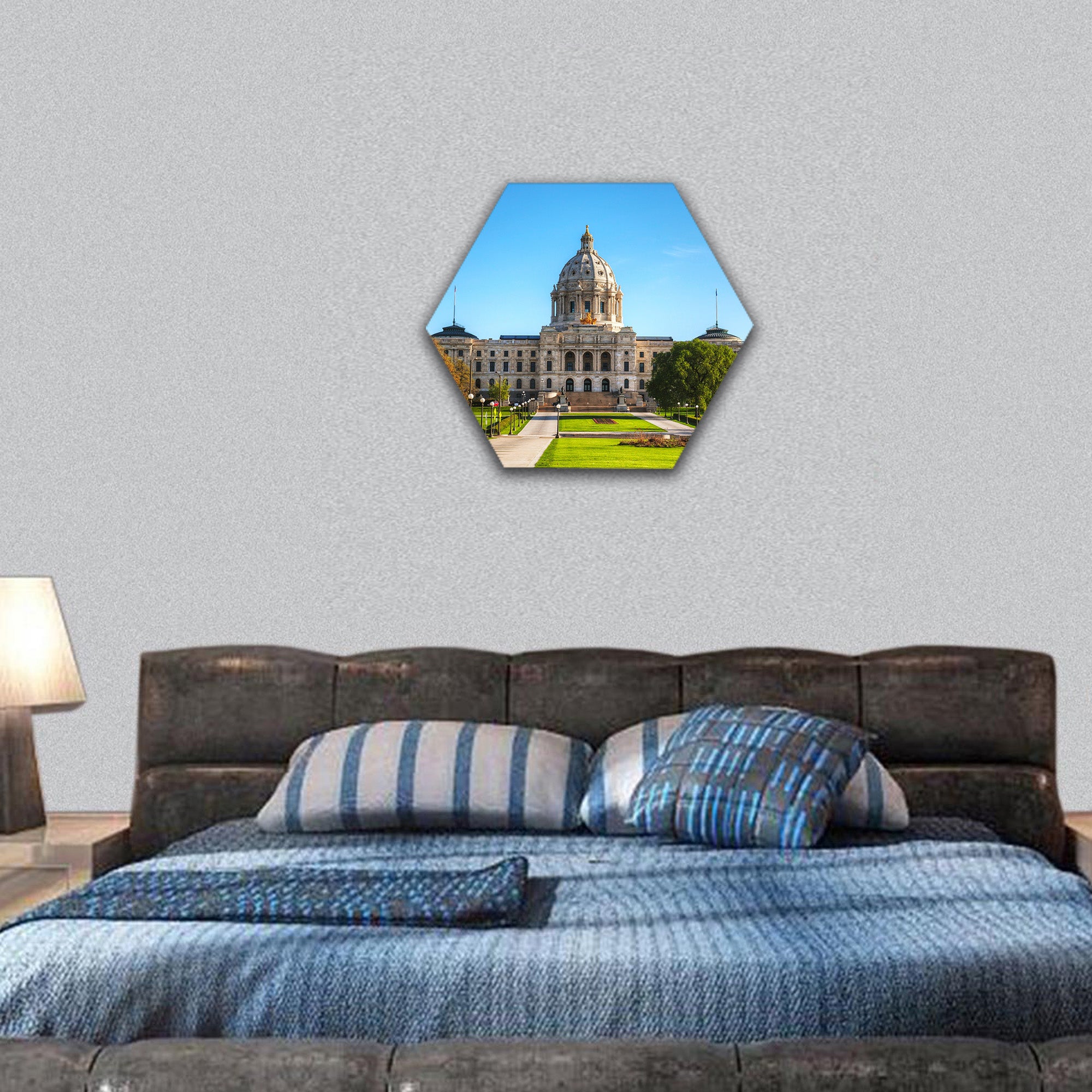 Minnesota capitol building hexagonal canvas wall art