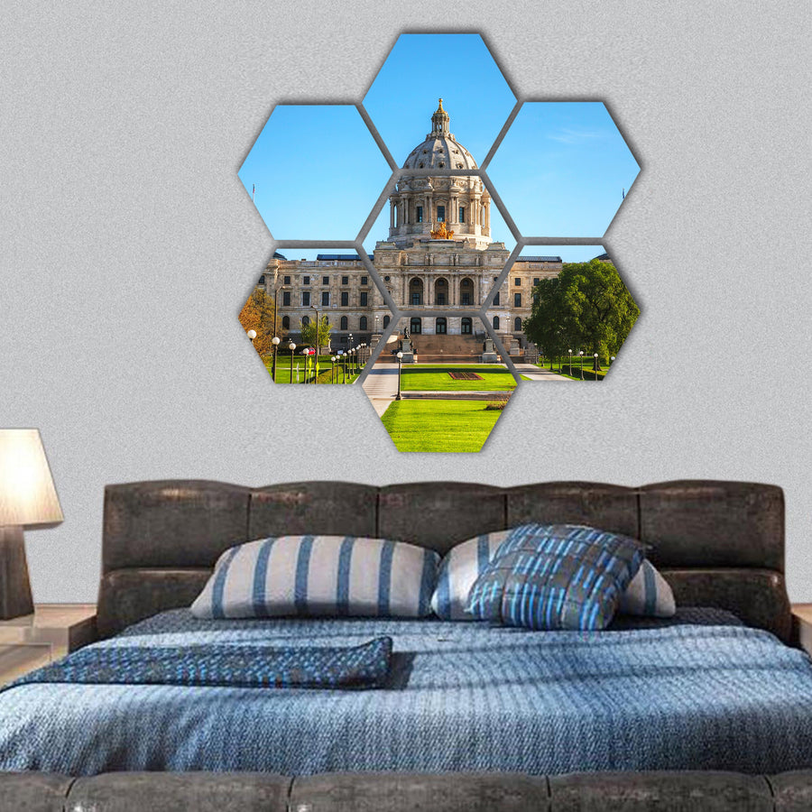 Minnesota capitol building hexagonal canvas wall art