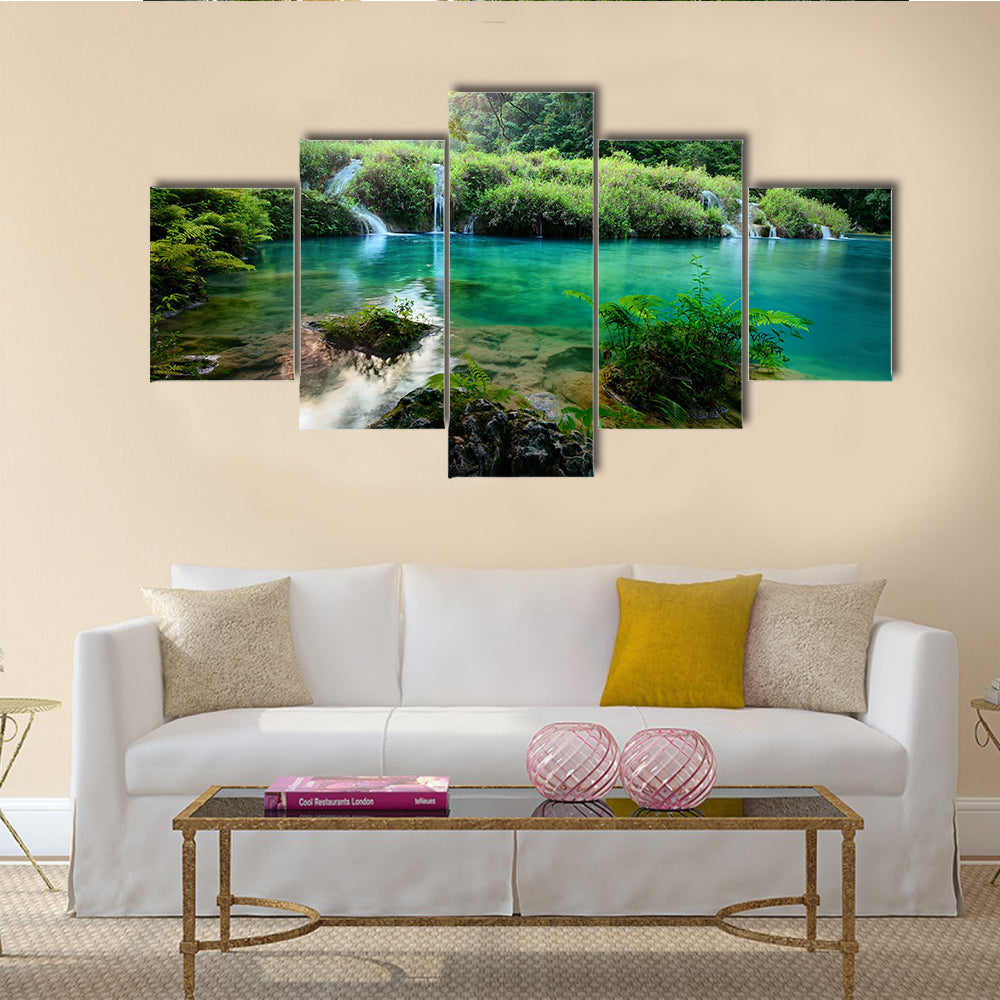 Cascades National Park in Guatemala Semuc Champey at sunset Multi panel canvas wall art