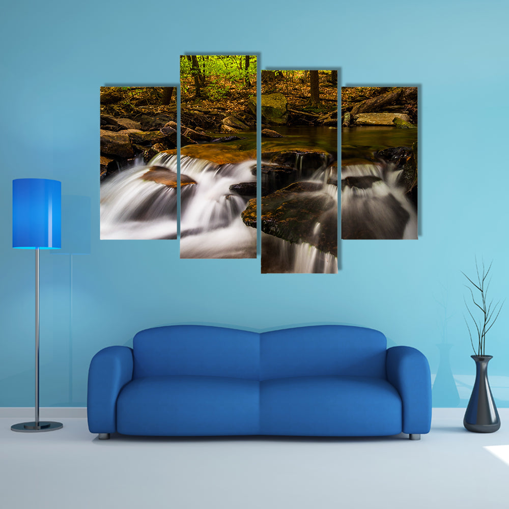 Small cascades along Glen Leigh, Ricketts Glen State Park, Pennsylvania multi panel canvas wall art