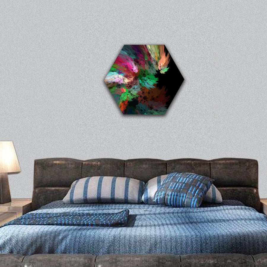 Illustration of digital fractal hexagonal canvas wall art