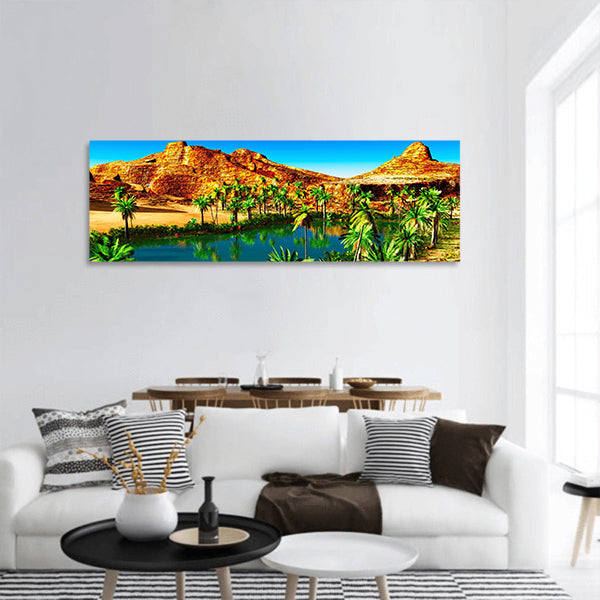 African oasis - beautiful natural landscape panoramic canvas wall art