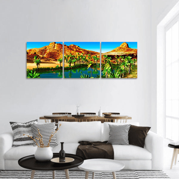 African oasis - beautiful natural landscape panoramic canvas wall art