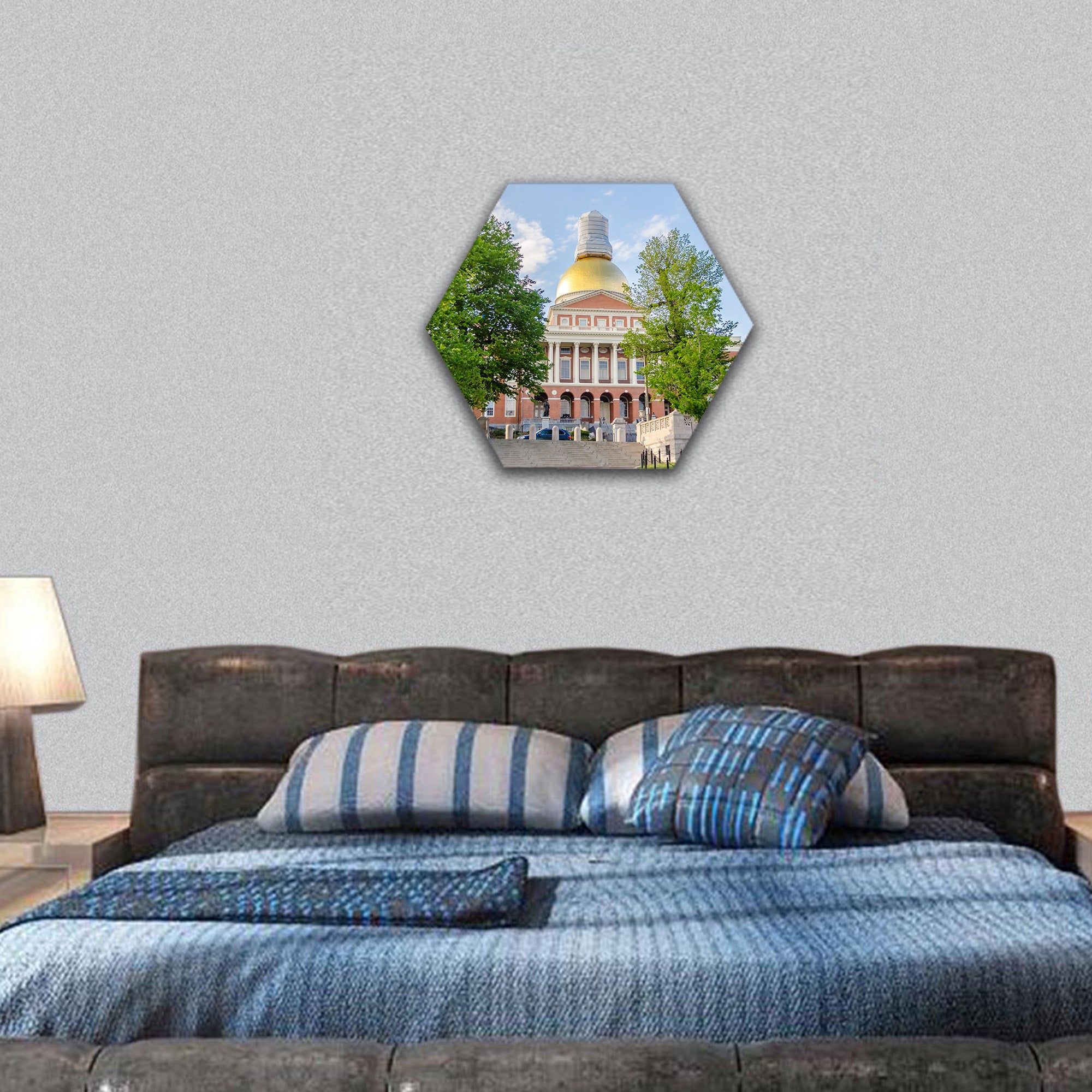 Massachusetts State House, Boston, USA hexagonal canvas wall art