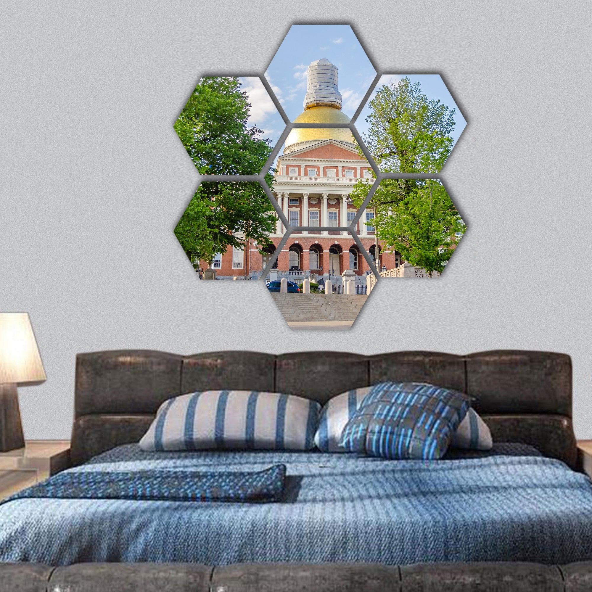 Massachusetts State House, Boston, USA hexagonal canvas wall art