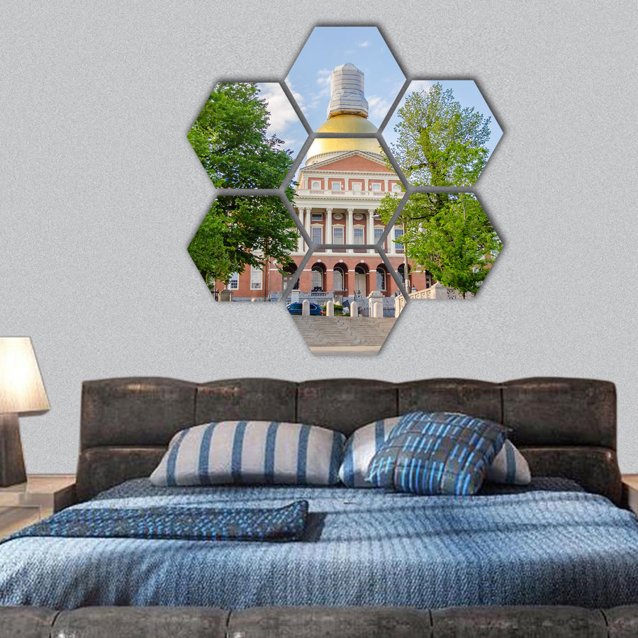 Massachusetts State House, Boston, USA hexagonal canvas wall art