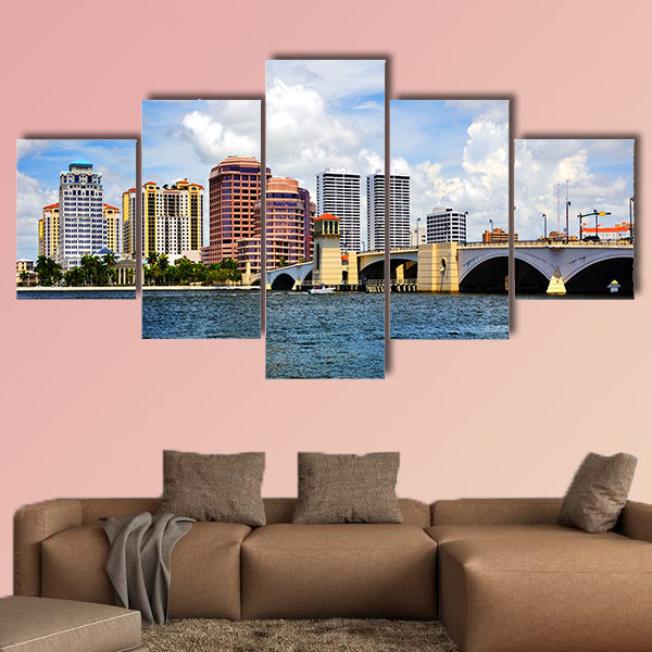Downtown West Palm Beach, Florida, USA multi panel canvas wall art