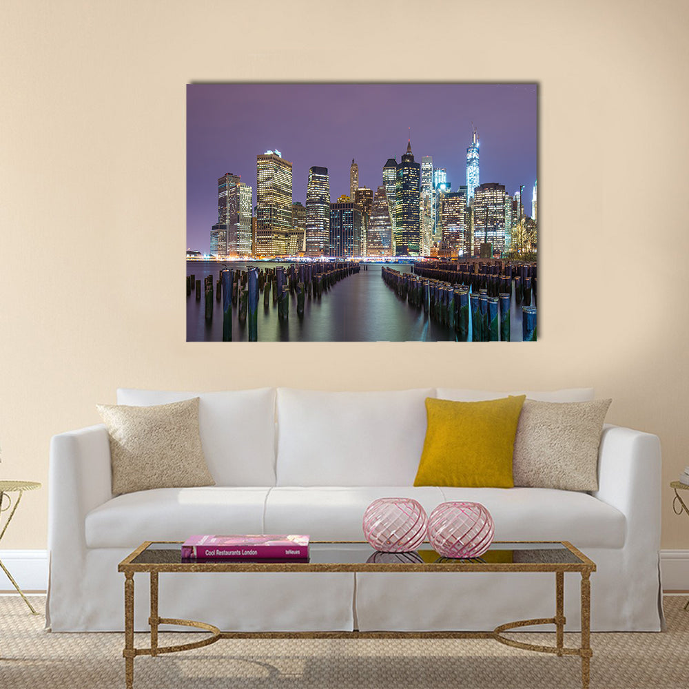 Lower Manhattan skyline from across the East River multi panel canvas wall art