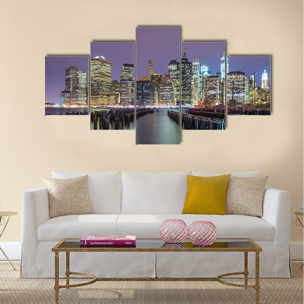 Lower Manhattan skyline from across the East River multi panel canvas wall art